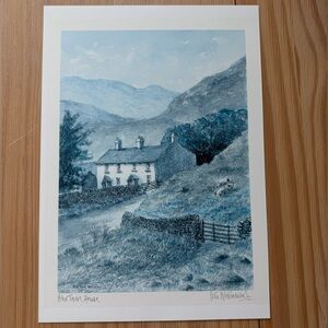 Vintage Blea Tarn House Blue Sketch Print by Colin Williamson